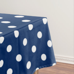White Polka Dots on Navy Blue Tischdecke