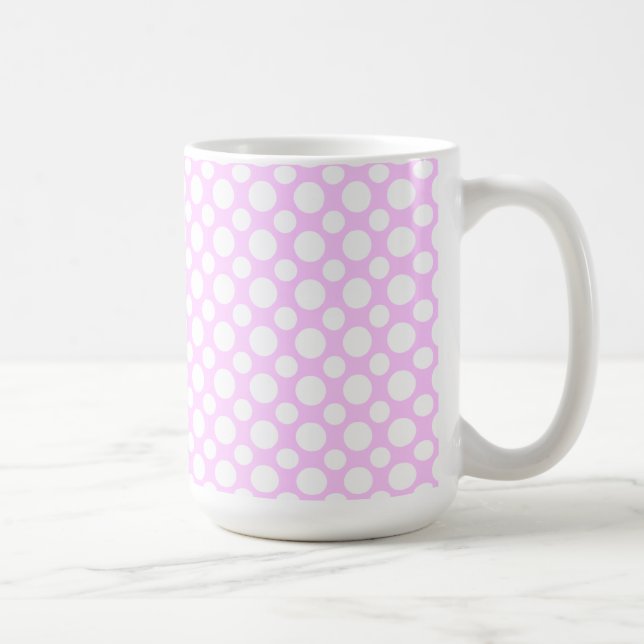 White Polka Dots on Pink Coffee Tasse (Rechts)