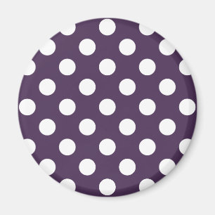 White polka dots on plum purple magnet