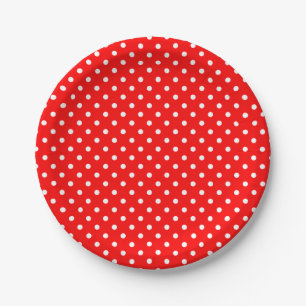 White Polka Dots on Red Pappteller