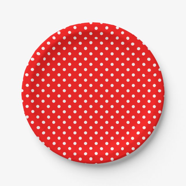 White Polka Dots on Red Pappteller (Vorderseite)