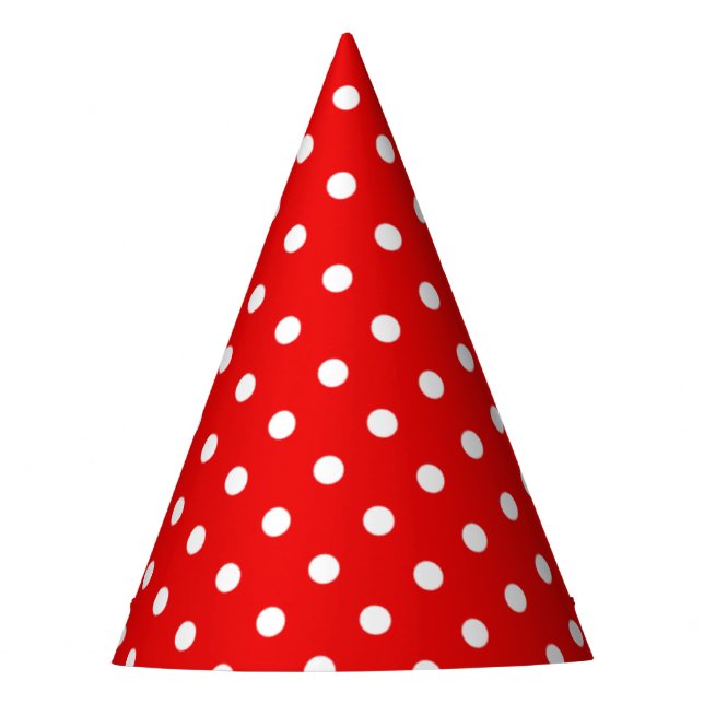 White Polka Dots on Red Partyhütchen (Vorderseite)