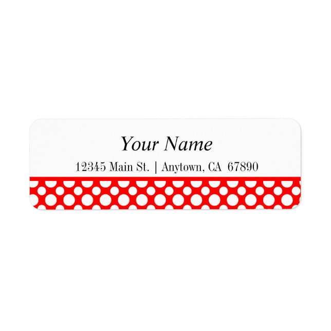 White Polka Dots on Red Return Address Label (Vorne)