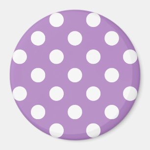 White Polka Dots on Thistle Lila Magnet
