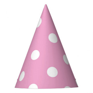 White Polka on Pink Party Hat Partyhütchen