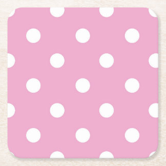 White Polka on Pink Rechteckiger Pappuntersetzer