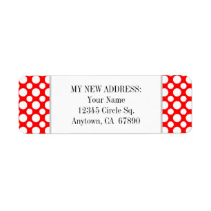 White Polka Punkte auf Red Custom New Address Labe