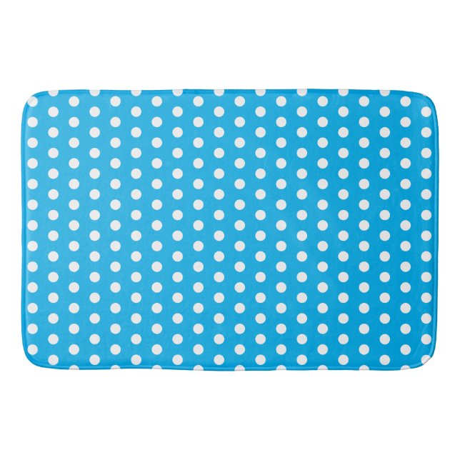 White Polka Punkte auf Sky Blue Retro Classic Vint Badematte (Vorderseite)
