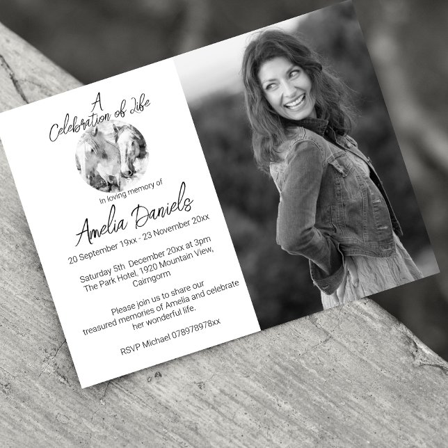 White Pony Foto Feier der Lebenskarte Einladung (Von Creator hochgeladen)