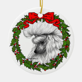 White Poodle Art von Glenda S. Harlan Keramik Ornament