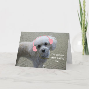 White Poodle Birthday Card by Focus for a Ursache Karte