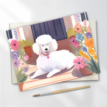 White Poodle | Blume für Hunde Wasserfarben
