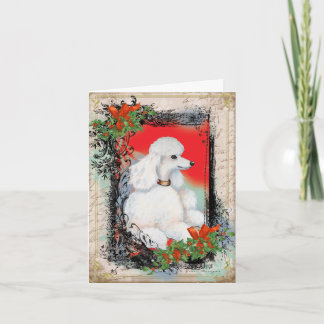 White Poodle Christmas Vintage Feiertagskarte