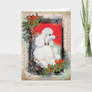 White Poodle Christmas Vintage Feiertagskarte