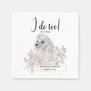 White Poodle Dog Wedding Cocktail Napkins Serviette