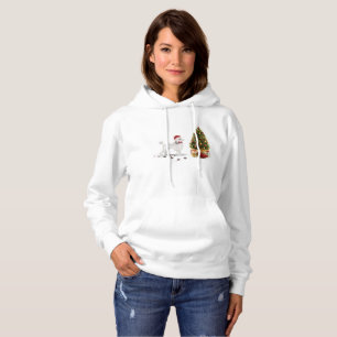 White Poodle Funny Christmas Dog mit Baum Hoodie