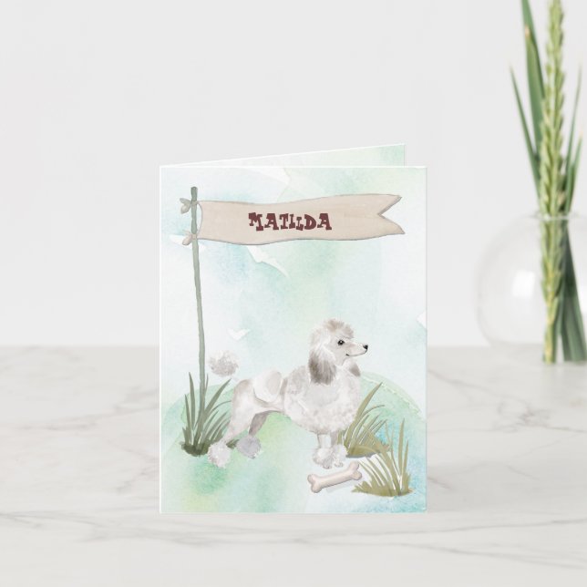 White Poodle Herzlichen Glückwunsch zum neuen Hund (Vorderseite)