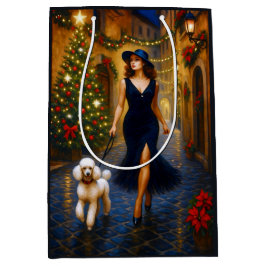 White Poodle Holiday Mittlere Geschenktüte