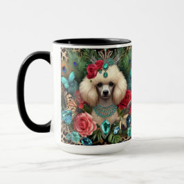 White Poodle Hund Blumenkunst Tasse