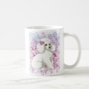 White Poodle im Lilacs Coffee Tasse Cup
