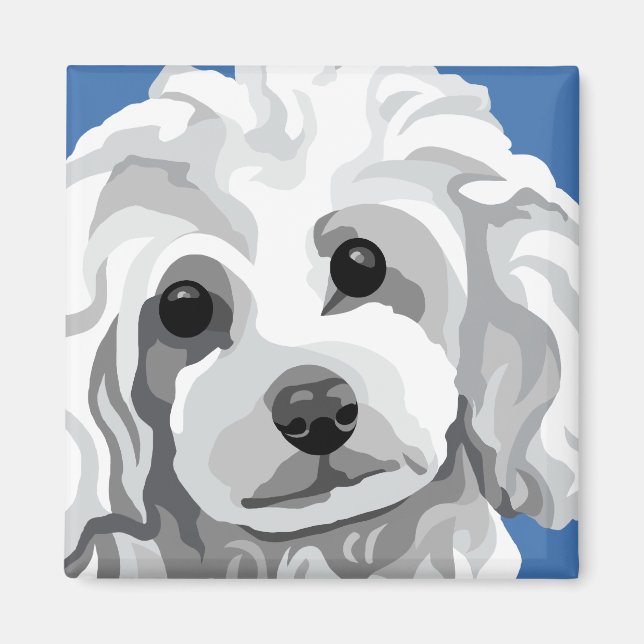 White Poodle Magnet (Vorne)