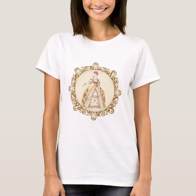 White Poodle Marie Antoinette Verzierte Kunst T-Shirt (Vorderseite)