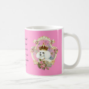 White Poodle Princess n Pink Roses Kaffeetasse