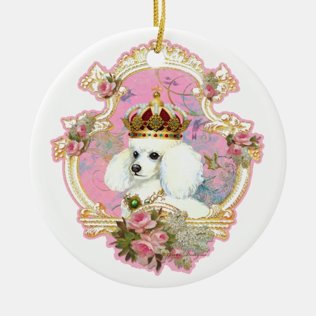 White Poodle Queen Weihnachtsschmuck (Vorne)