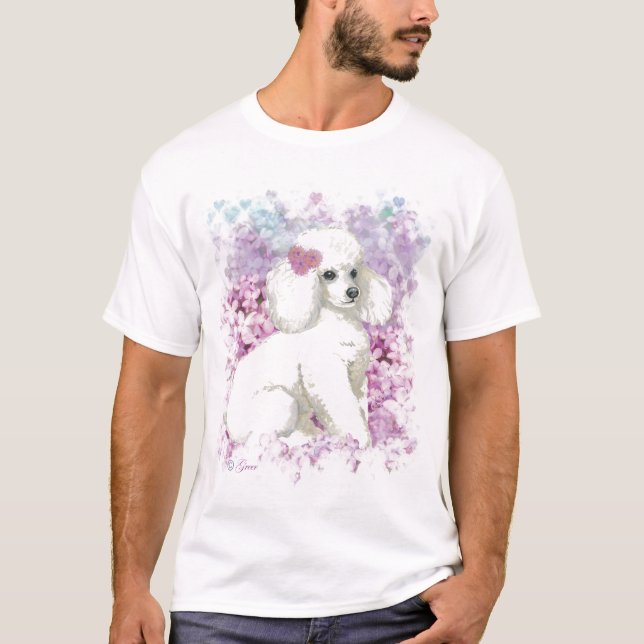 White Poodle Welpe Lilacs Tee Shirt (Vorderseite)