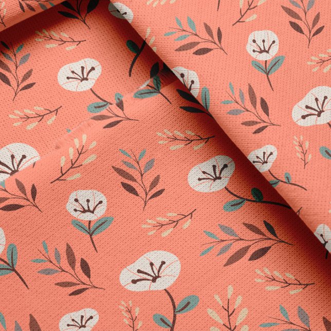 White Poppies auf Red Fabric Stoff (Von Creator hochgeladen)