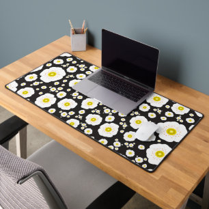 White Poppies Desk Mat Schreibtischunterlage