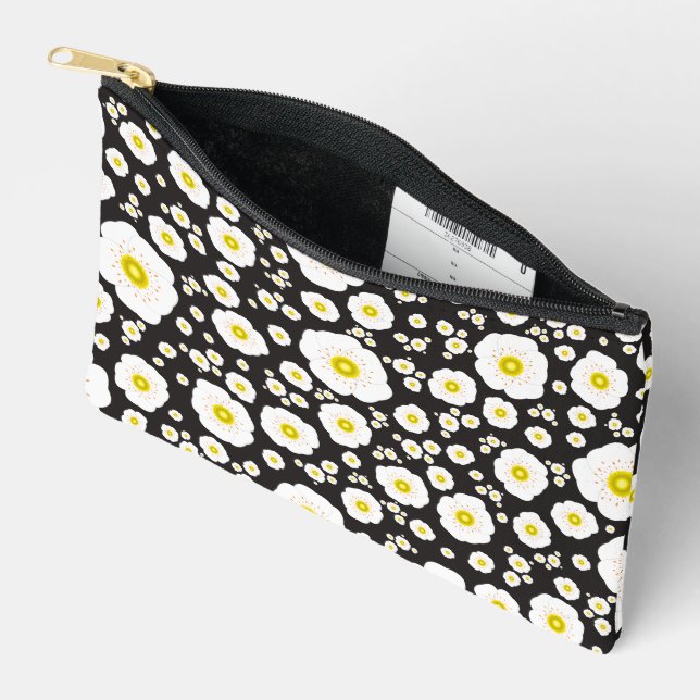 White Poppies Small Zipper Pouch Zubehörtasche (Offen)