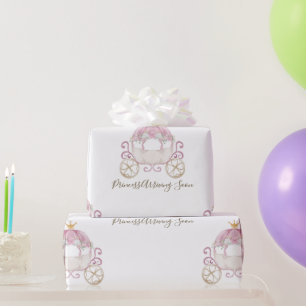 White Princess Carriage Ankunft bald Baby Dusche Geschenkpapier