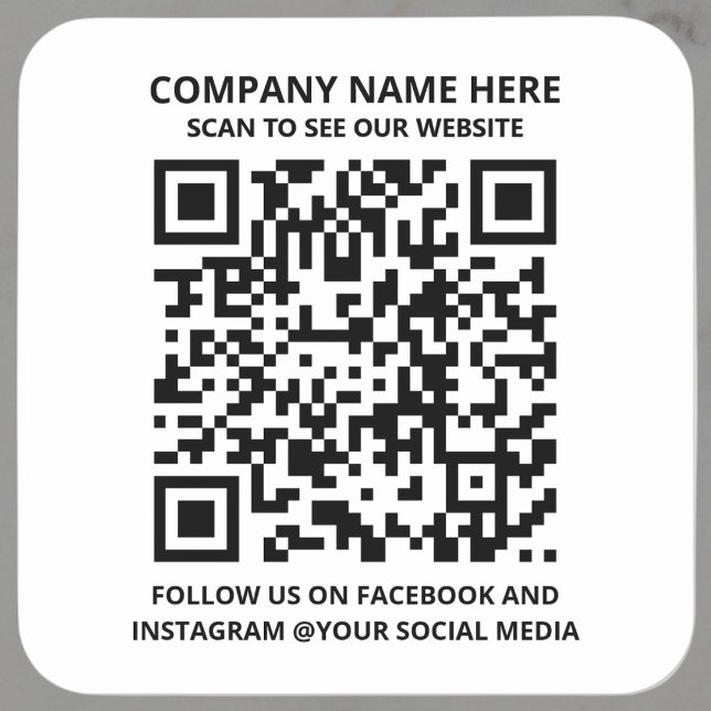 White Promotion QR Code Modernes Business Sticker (company scannable qr code social media sticker label)