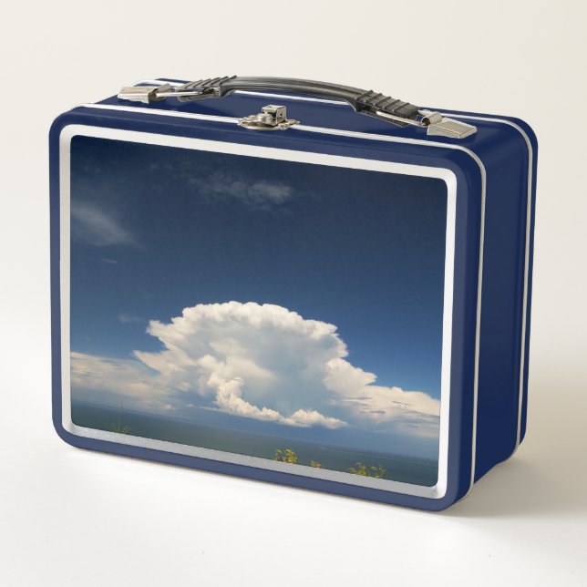 White Puffy Cloud Metall Brotdose (Vorderseite)