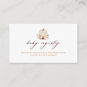 White Pumpkin and Purple Flowers Baby Registry Begleitkarte