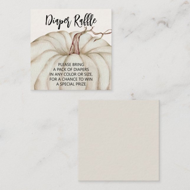 White Pumpkin Baby Diaper Raffle Begleitkarte (Vorne/Hinten)