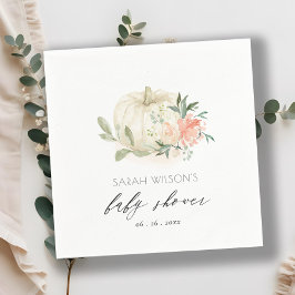 White Pumpkin Blush Bloral Baby Brunch Dusche Serviette