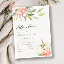 White Pumpkin Blush Bloral Baby Dusche laden
