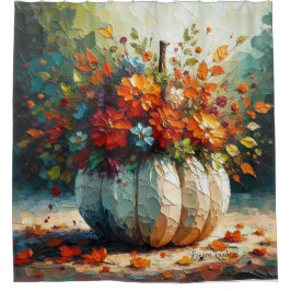White Pumpkin Bouquet Duschvorhang
