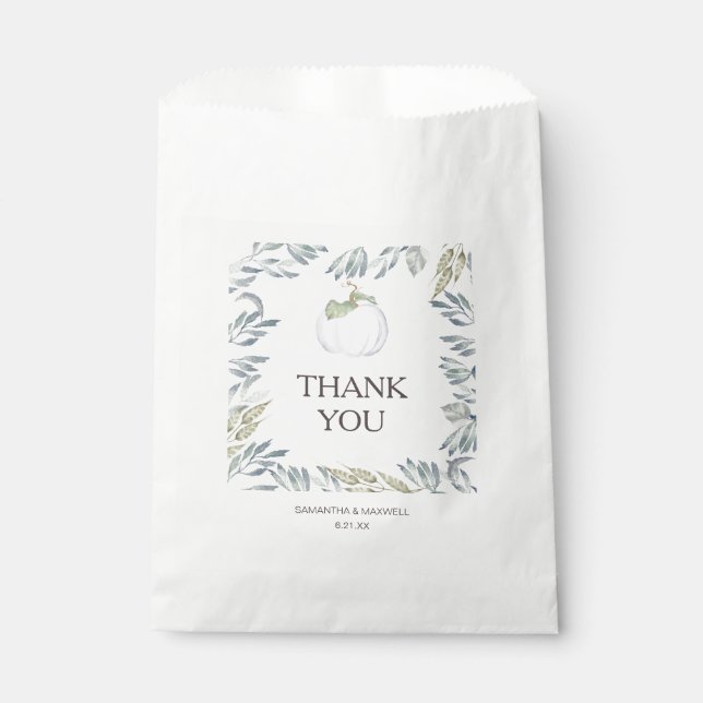 White Pumpkin Candy Favor Bags Geschenktütchen (Vorderseite)