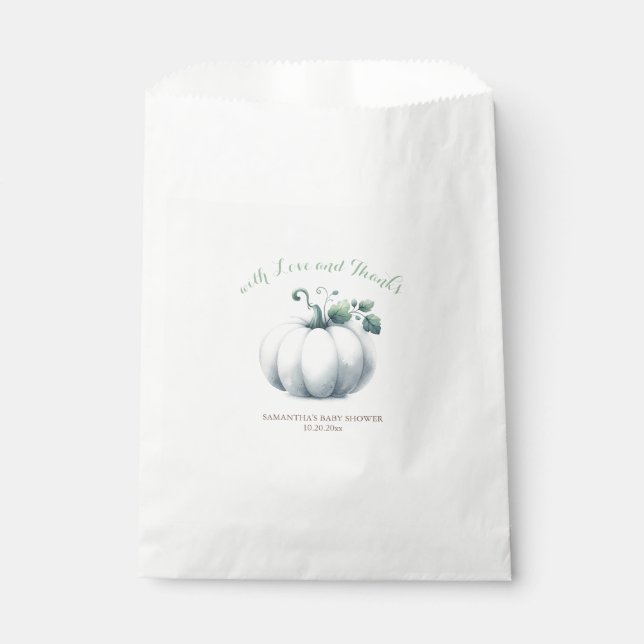 White Pumpkin Candy Favor Bags Geschenktütchen (Vorderseite)