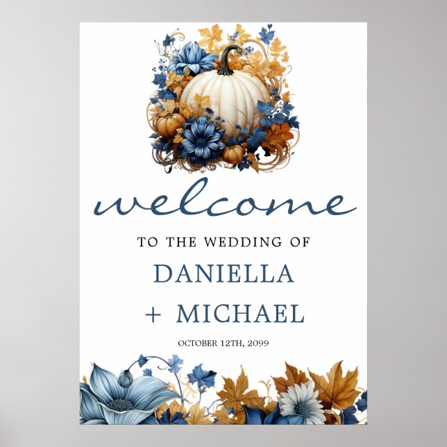 White Pumpkin Elegante Fall Garden Poster (Vorne)