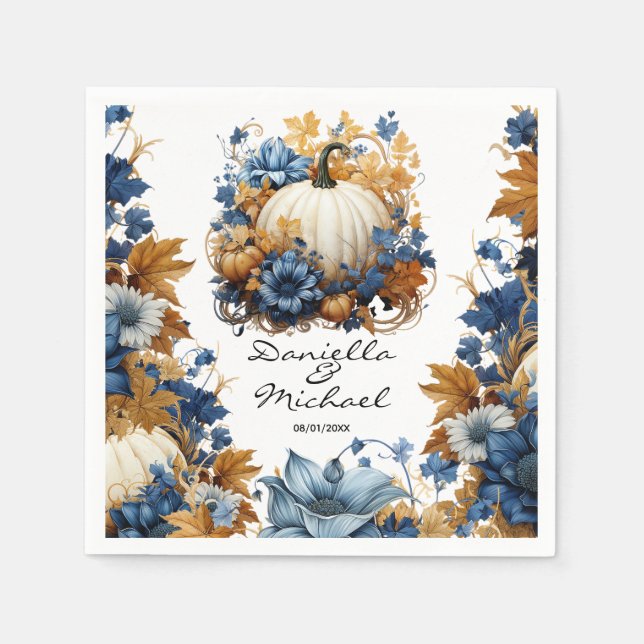 White Pumpkin Elegante Fall Garden Serviette (Vorderseite)