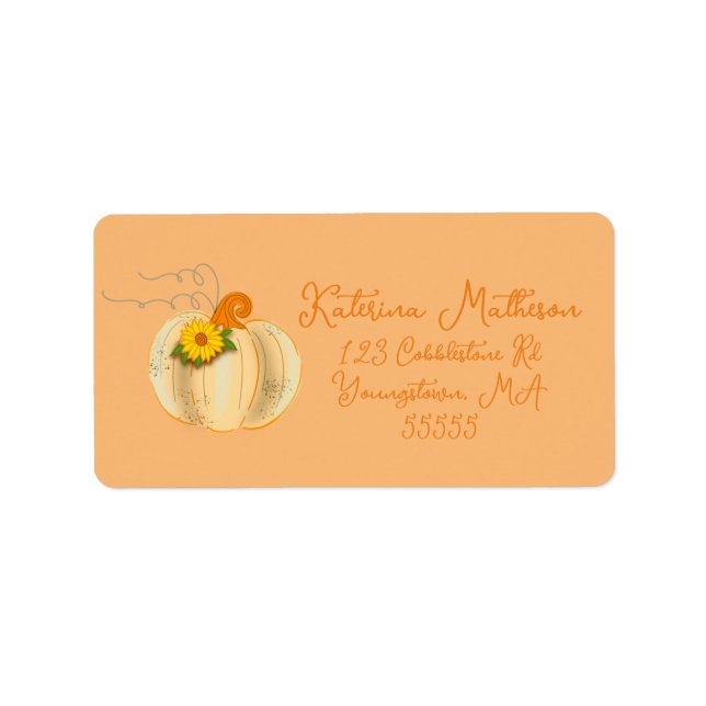 White Pumpkin Fall Address Labels Rückgabezeichen Adressaufkleber (Vorne)