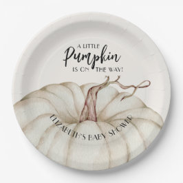 White Pumpkin Fall Baby Dusche Pappteller