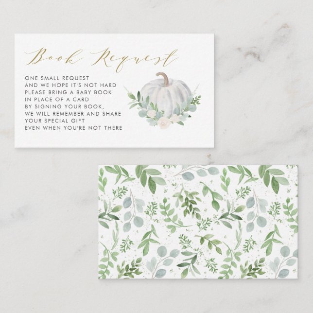 White Pumpkin Fall Baby Showkarte Platzkarte (Vorne/Hinten)