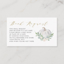 White Pumpkin Fall Babydusche Buchanforderung Begleitkarte