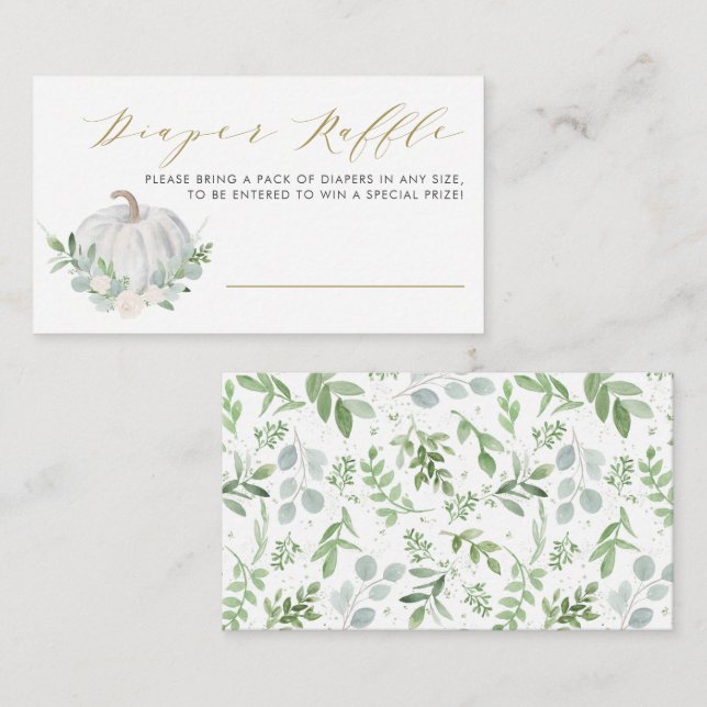 White Pumpkin Fall Babydusche Windelwulst Raffle G Begleitkarte (Vorne/Hinten)