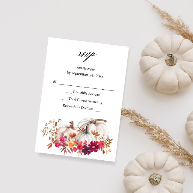 White Pumpkin Fall Floral UAWG VER RSVP Karte (Von Creator hochgeladen)